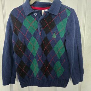 2t Gymboree Boys Argyle Sweater Polo - Christmas Tree